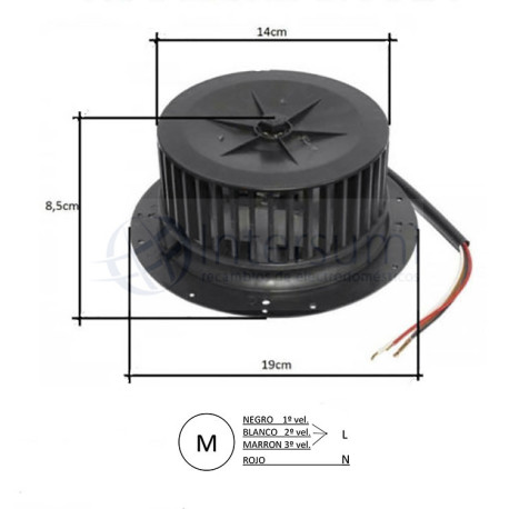 MOTOR CAMPANA EXTRACTORA UNIVERSAL, GIRO DERECHA 220V. 135W 41CU005